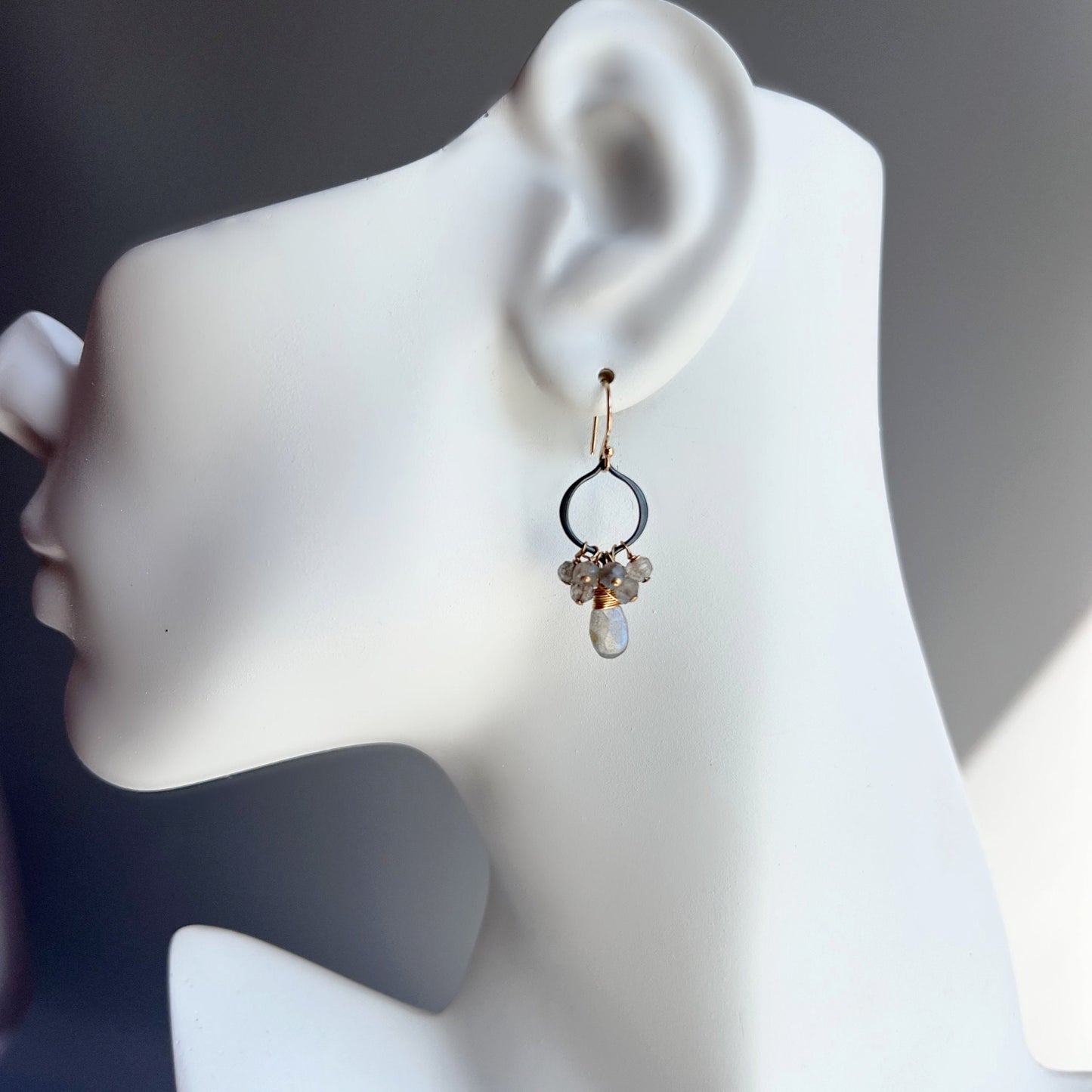Labradorite Earrings,Dainty Earrings,Gemstone Earrings,Mixed Metal Earrings,Gemstone Jewelry,Celestial Jewelry,Modern Labradorite Earrings
