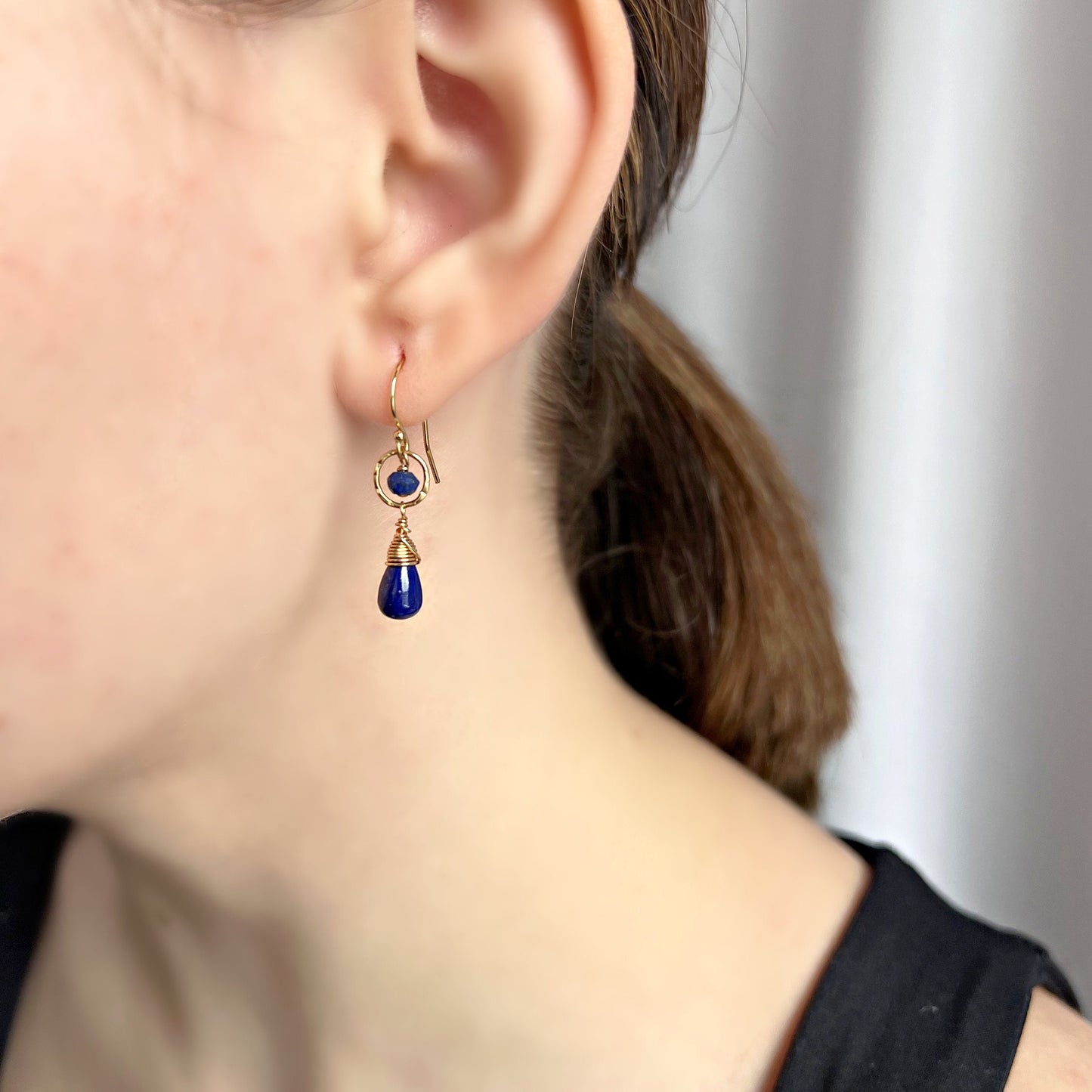 Lapis Earrings Blue Earrings Dainty Earrings Teardrop Earrings Earrings for Women Gemstone Earrings Gold Earrings Gift for Mom Cute Earrings