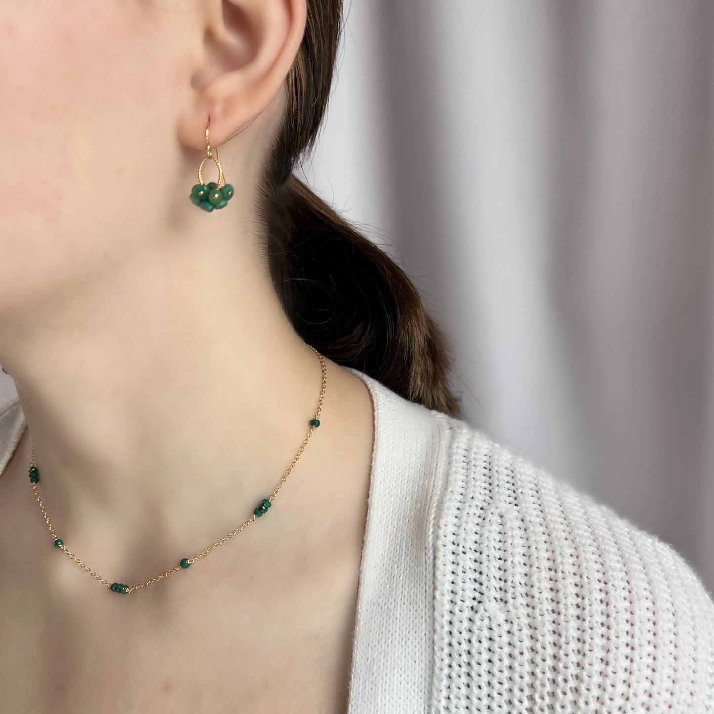 Dainty Emerald Layering Necklace- Delicate May Birthstone Jewelry, Crystalized Beauty, Natural Emeralds in 14K Gold Filled or Sterling Silver