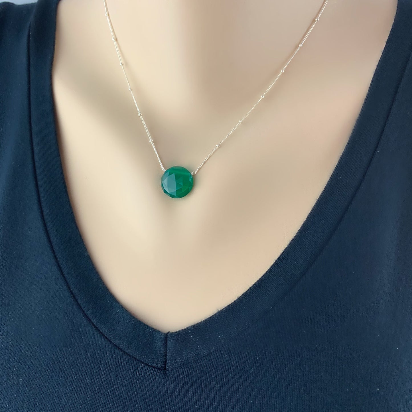 Green Onyx Necklace May Birthstone Layering Necklace Dainty Necklace Gold Necklace Women Necklace Choker Necklace Pendant Necklace