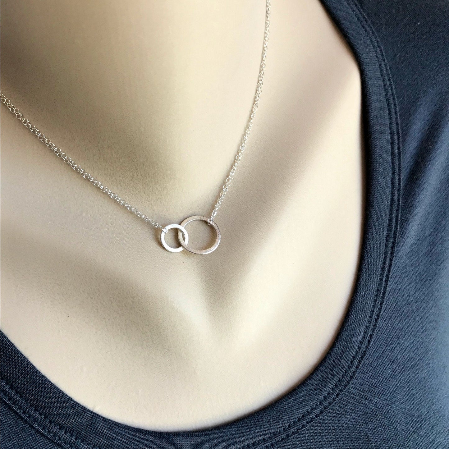 Circle Necklace Karma Necklace Dainty Necklace Everyday Necklace Circle Jewelry Eternity Necklace Linked Circles Interlocking Circles