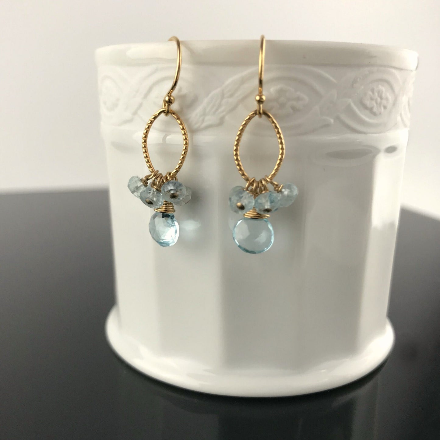 Blue Topaz Earrings December Birthstone Teardrop Earrings Birthstone Jewelry Earrings for Women Blue Earrings Gold Earrings Cute Earrings