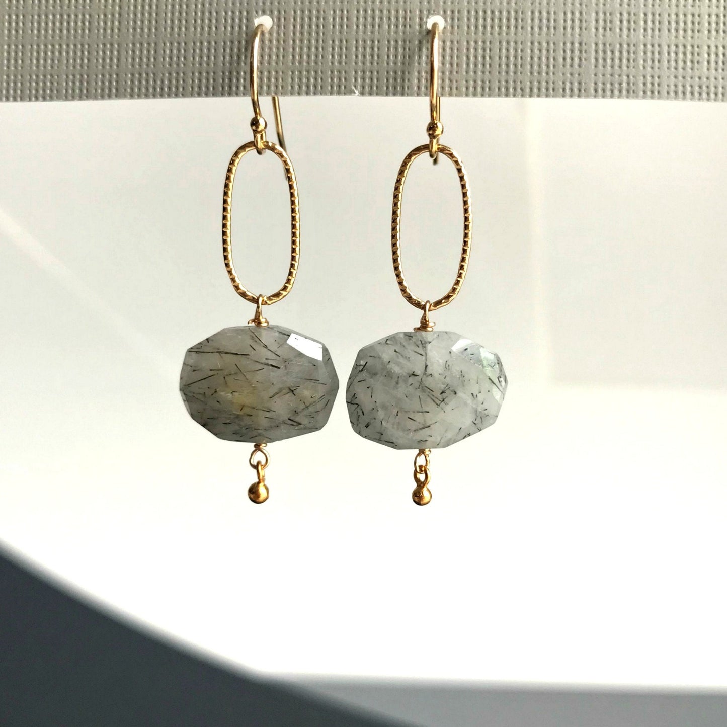 Quartz Earrings Rutilated Quartz  Dainty Earrings Cute Earrings Minimalist Earrings Gemstone Earrings Handmade Earrings Crystal Earrings