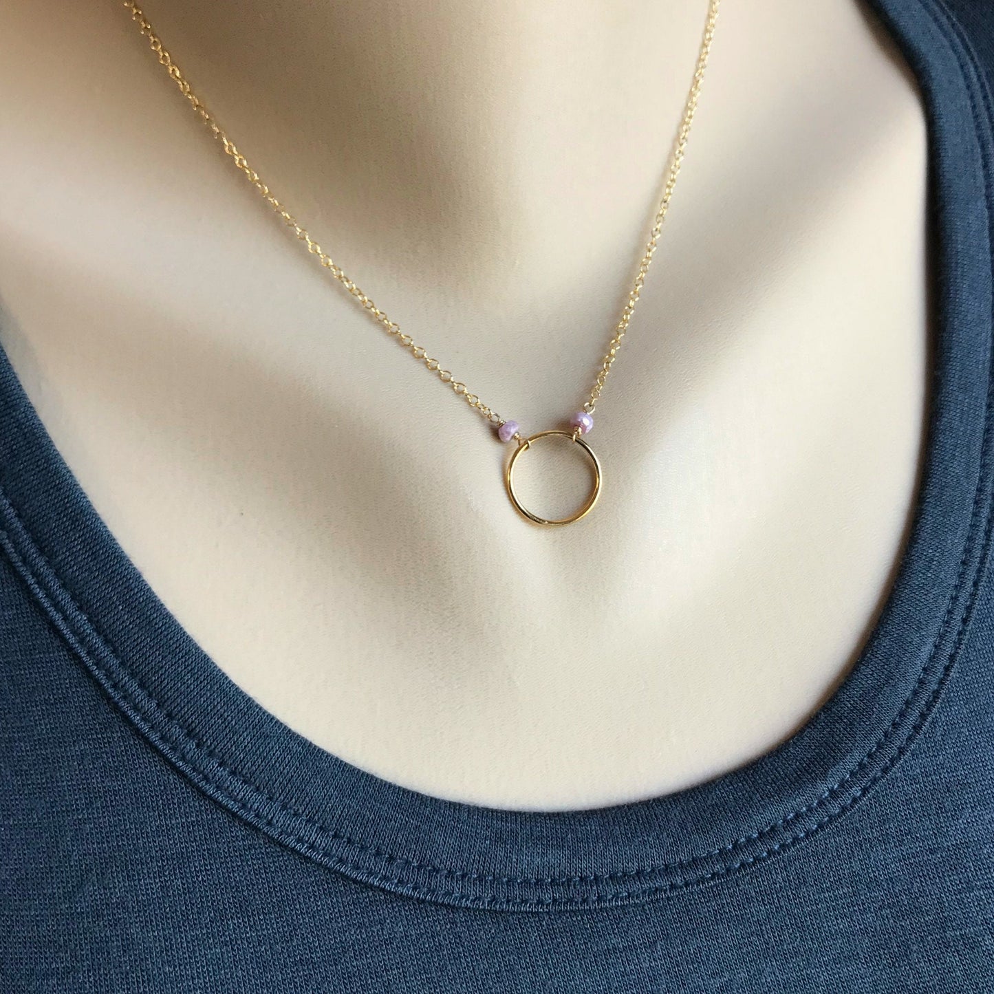 Gold Circle Pendant Ruby Pendant July Birthstone Necklace Dainty Necklace Open Circle Necklace Karma Necklace Eternity Necklace Gift for Mom