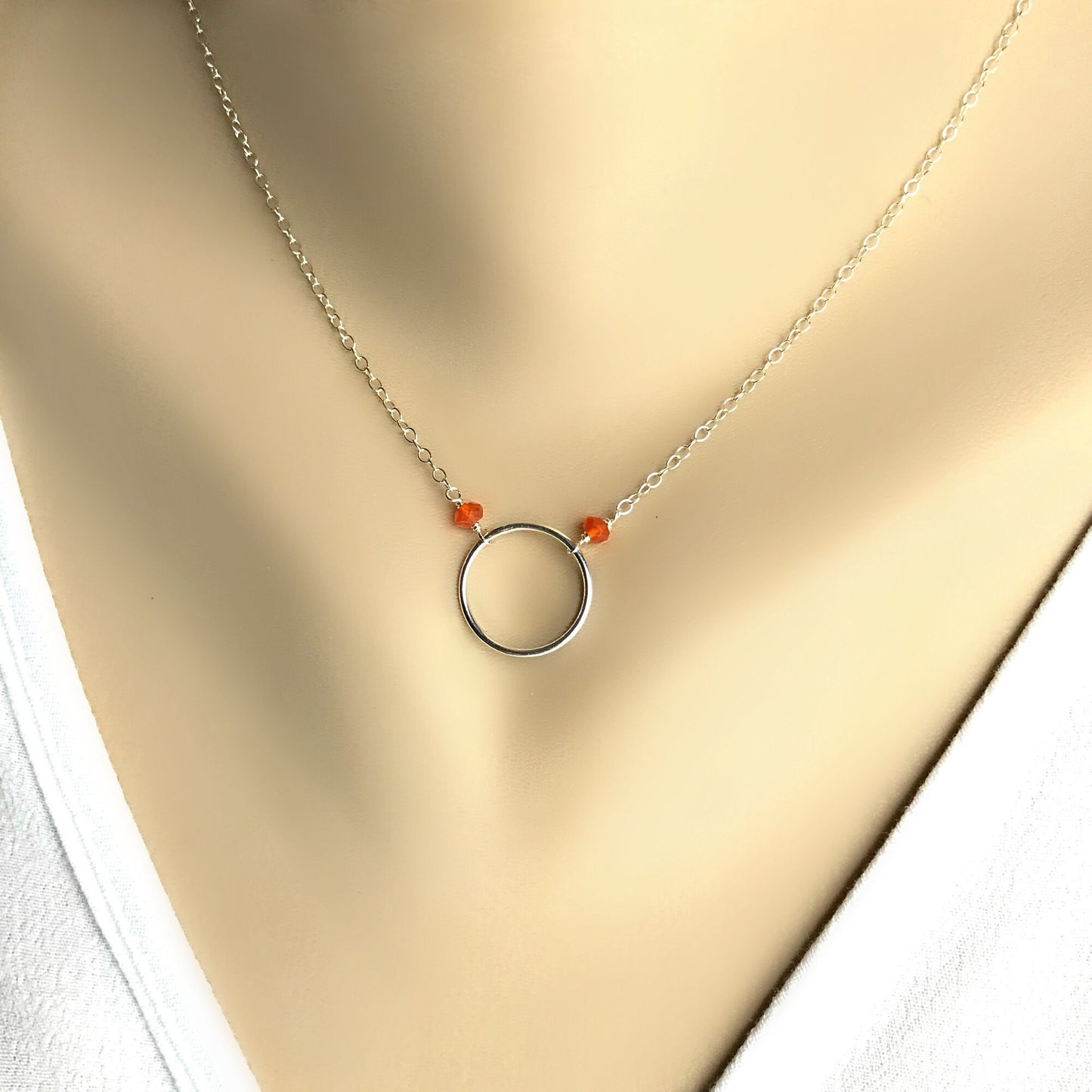 Circle Necklace Karma Necklace Carnelian Necklace Amethyst Necklace Everyday Necklace Circle Jewelry Eternity Necklace Gemstone Necklace