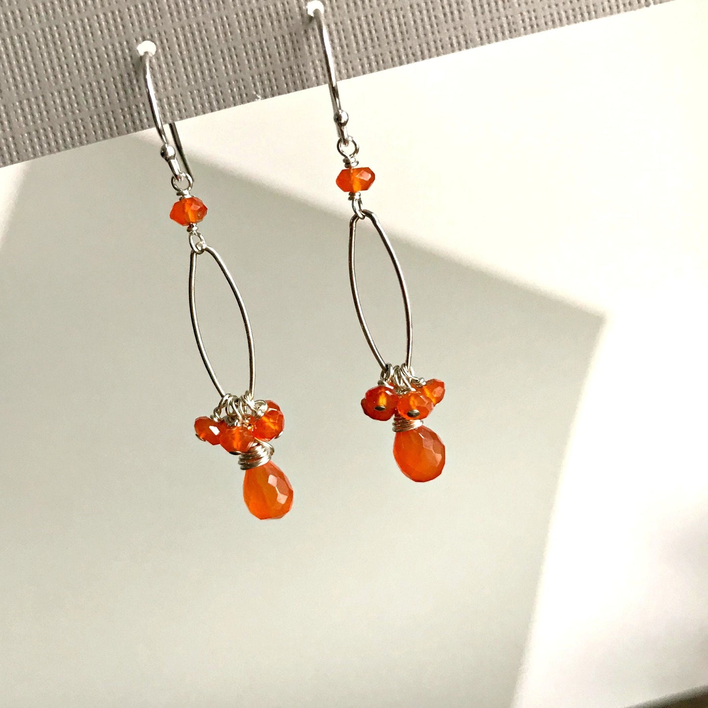 Carnelian Earrings Carnelian Jewelry Cluster Earrings Dainty Earrings Orange Jewelry Silver Earrings Gold Earrings Gemstone Earrings