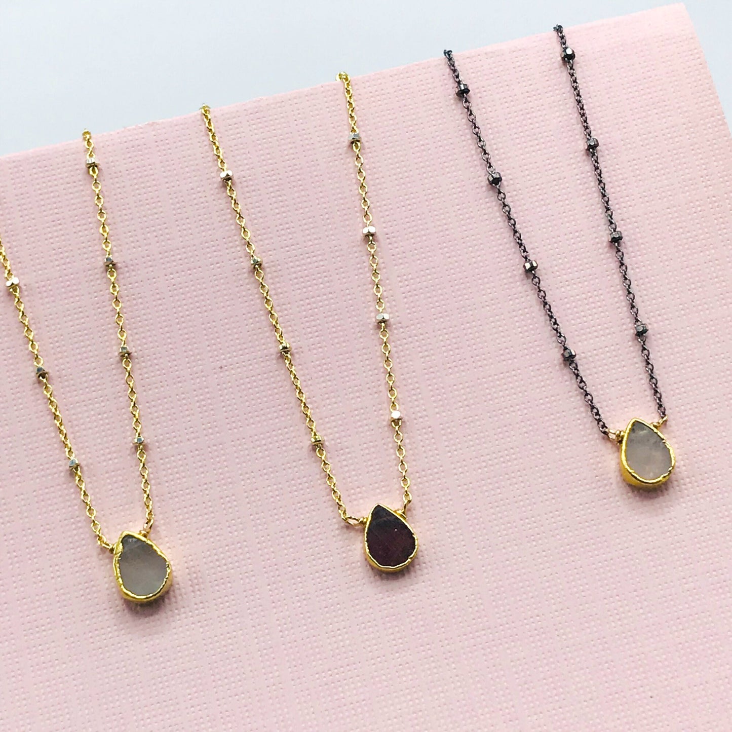 Garnet Necklace Moonstone Pendant Dainty Necklace Birthstone Necklace Gold Necklace Choker Necklace Women Necklace Simple Necklace