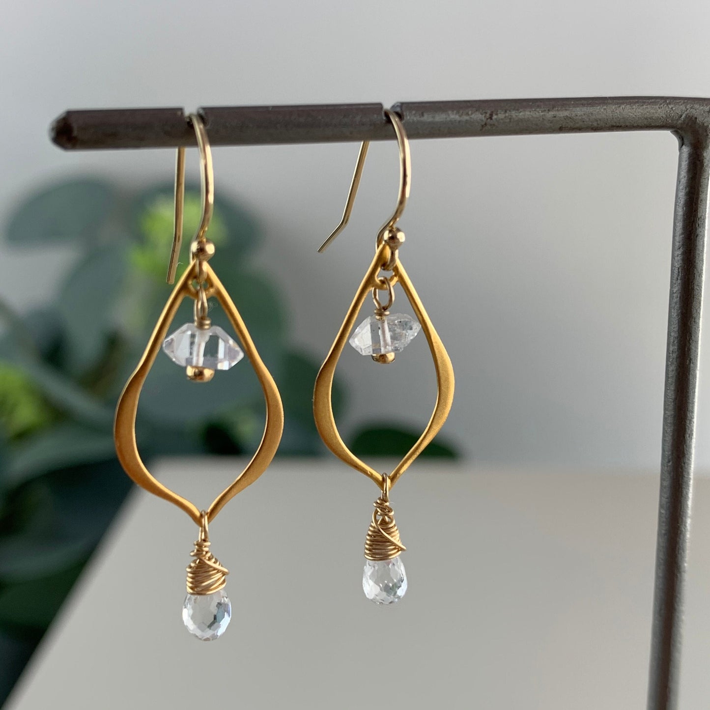 White Topaz Earrings Raw Herkimer Diamond Earrings Clear Teardrop Earrings White Topaz JewelryJewelry for Bride Drop and Dangle Earrings