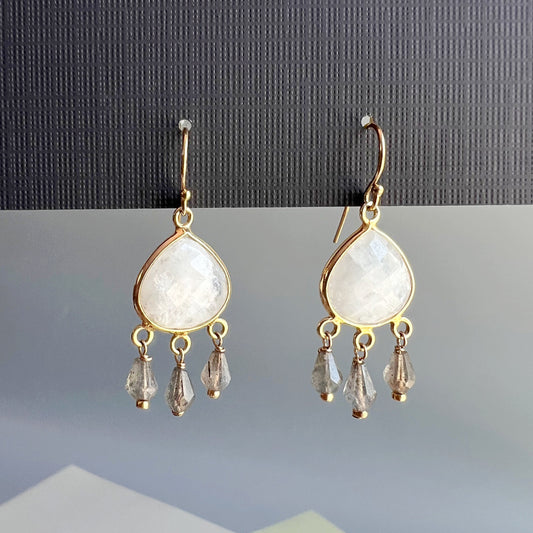 Genuine Moonstone Earrings,Teardrop Earrings,June Birthstone,Labradorite Earrings,Gemstone Earrings,Lightweight Earrings,Birthstone Jewelry