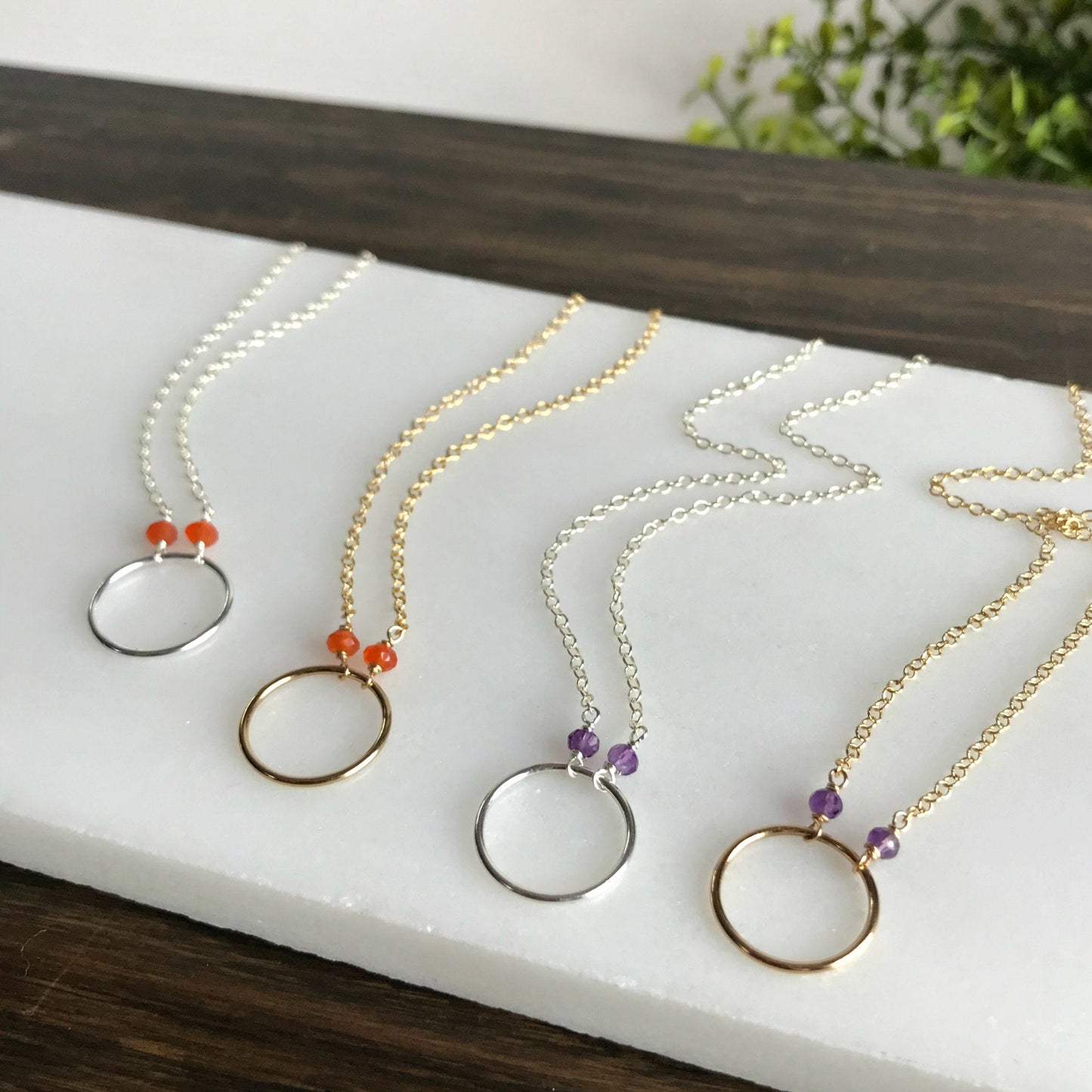 Circle Necklace Karma Necklace Carnelian Necklace Amethyst Necklace Everyday Necklace Circle Jewelry Eternity Necklace Gemstone Necklace