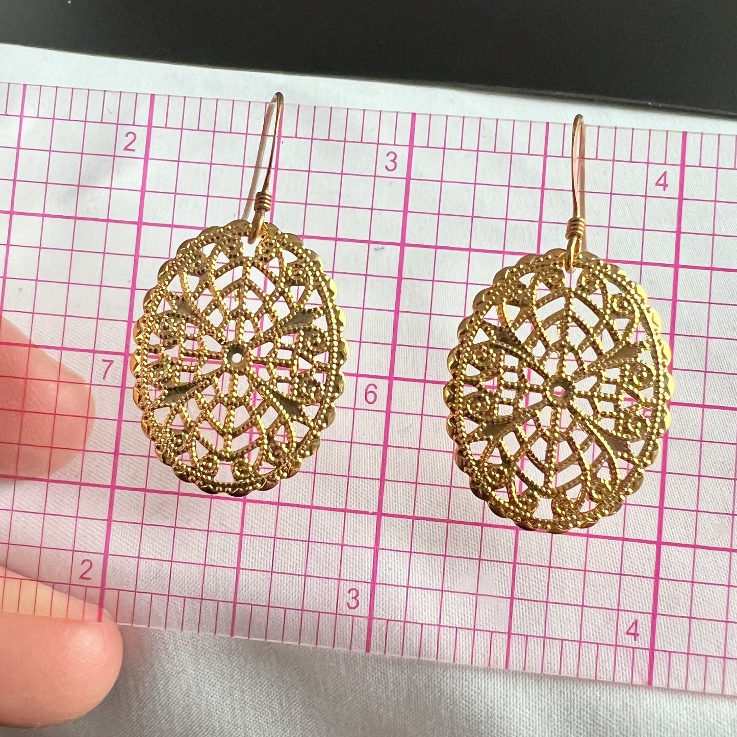 Boho Gold Oval Filigree Earrings,Geometric Filigree Earrings,Elegant Arabesque Earrings,Geometric Filigree Earrings,Stylish Boho Accesories