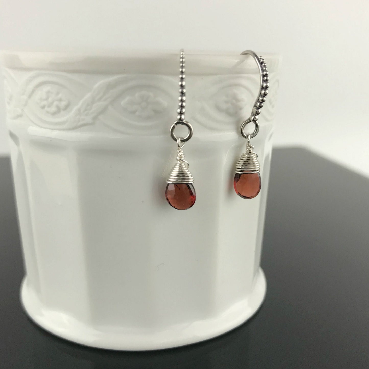 Garnet Earrings Teardrop Earrings Cute Earrings Red Earrings Gemstone Earrings Birthstone Jewelry Birthday Gift Gift for Wife Boho Earrings