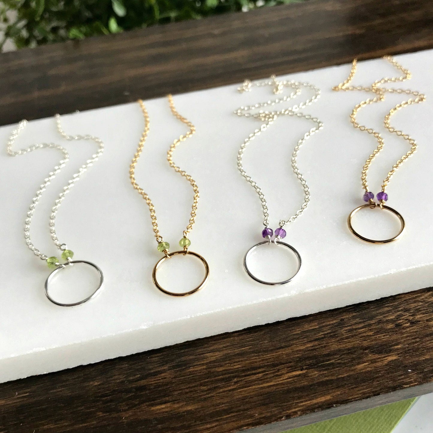 Circle Necklace Peridot Necklace August Birthstone Karma Necklace Dainty Necklace Eternity Necklace Layering Necklace Everyday Necklace