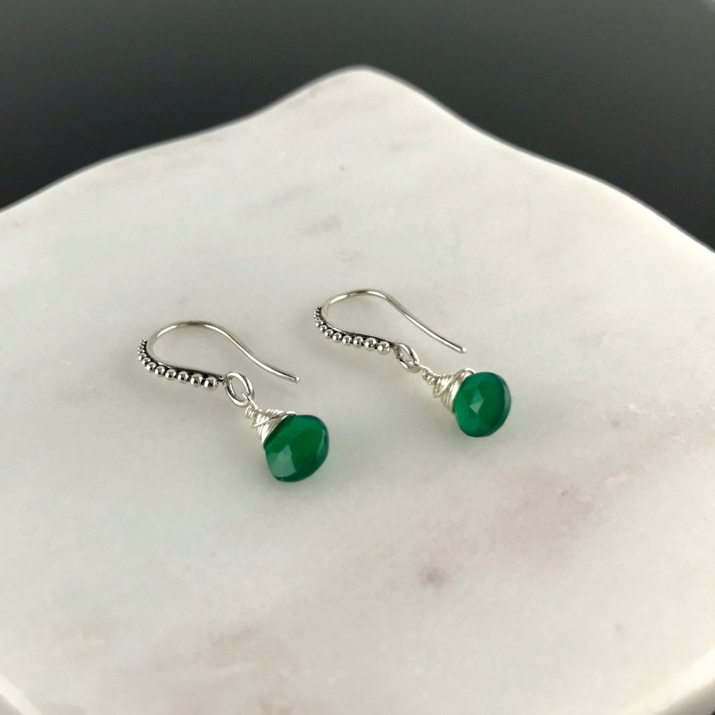 Green Onyx Earrings May Birthstone Drop Earrings Silver Earrings Green Earrings Earrings for Women Cute Earrings Gift for Girlfriend