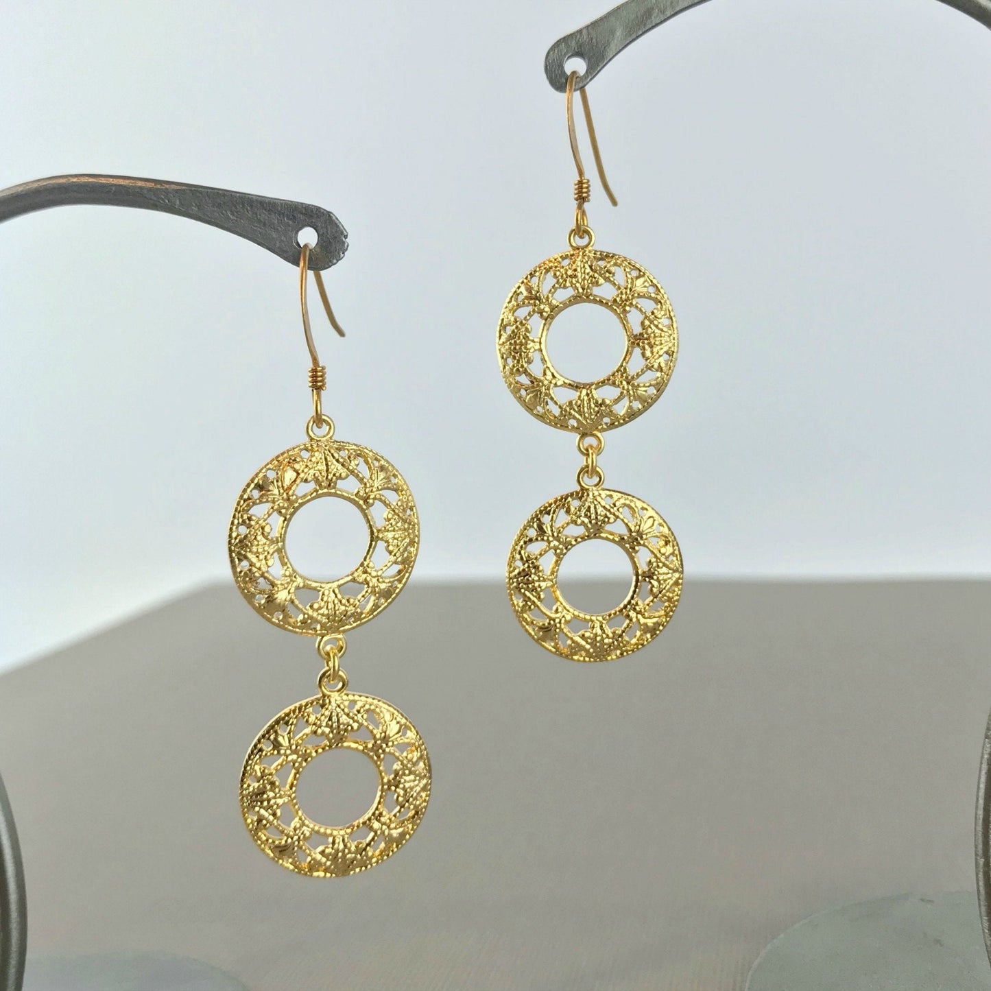 Lace Earrings Filigree Earrings Gold Plated Earrings Boho Earrings Hippie Earrings Dangle Earrings Drop Earrings Summer Earrings