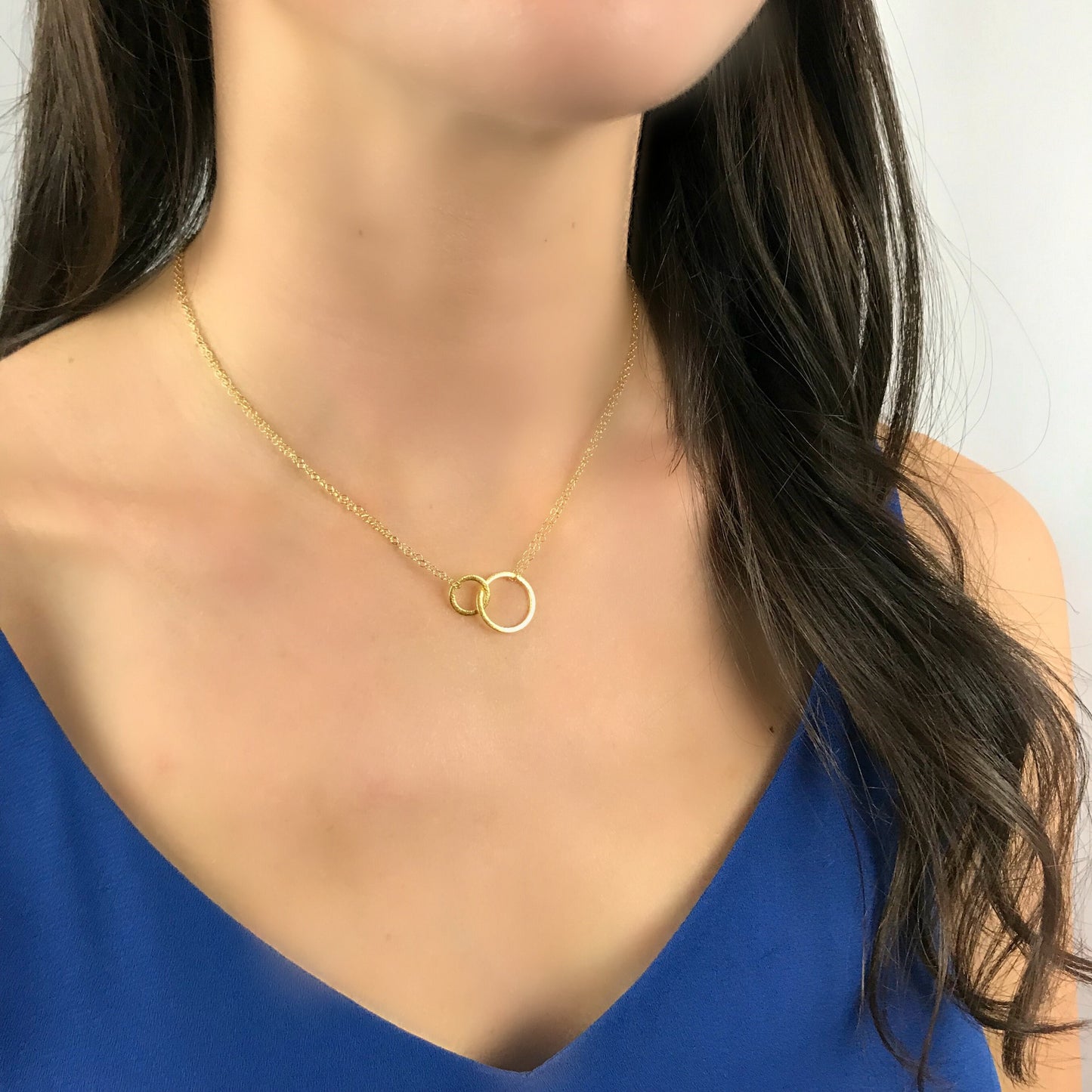 Circle Necklace Karma Necklace Dainty Necklace Everyday Necklace Circle Jewelry Eternity Necklace Linked Circles Interlocking Circles