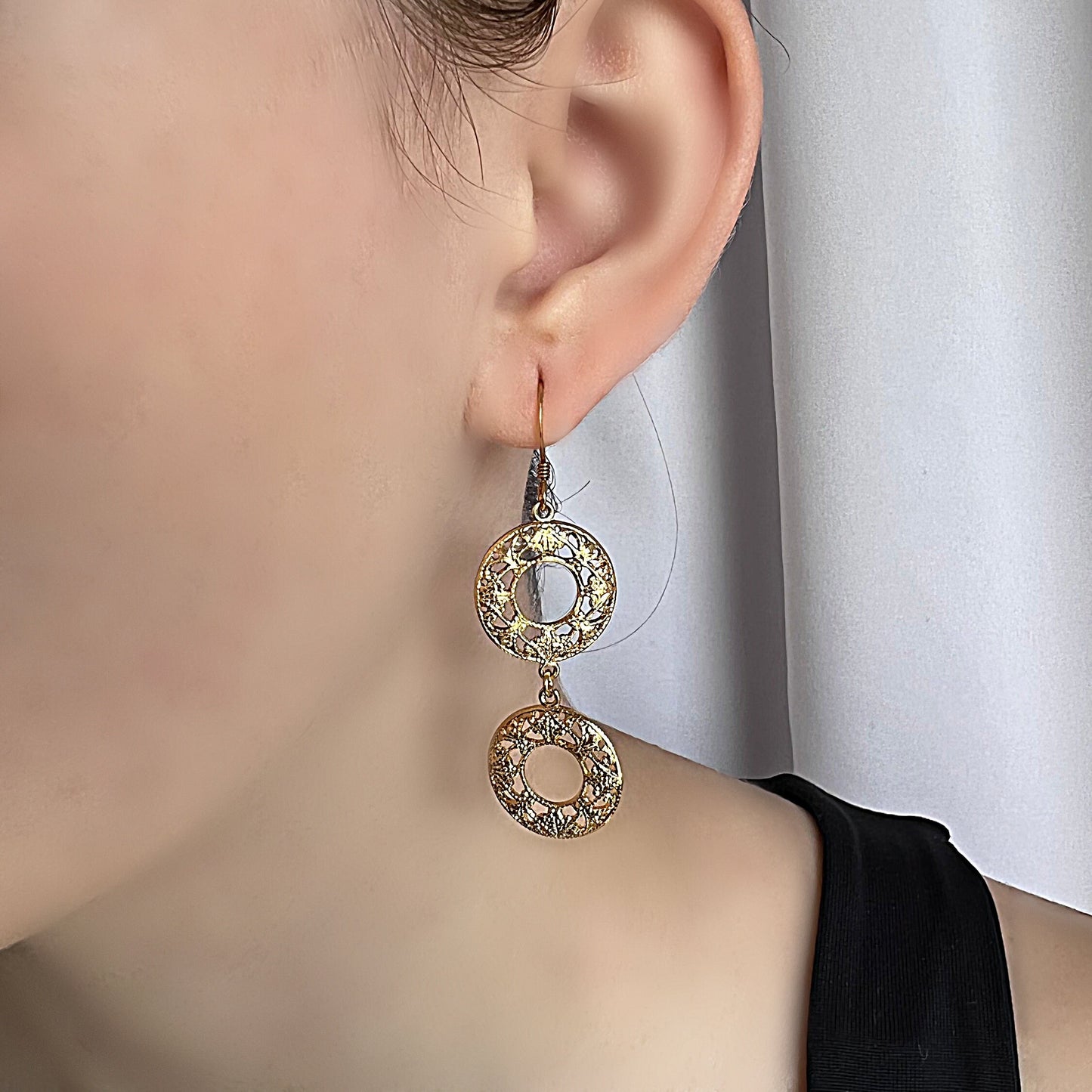 Lace Earrings Filigree Earrings Gold Plated Earrings Boho Earrings Hippie Earrings Dangle Earrings Drop Earrings Summer Earrings