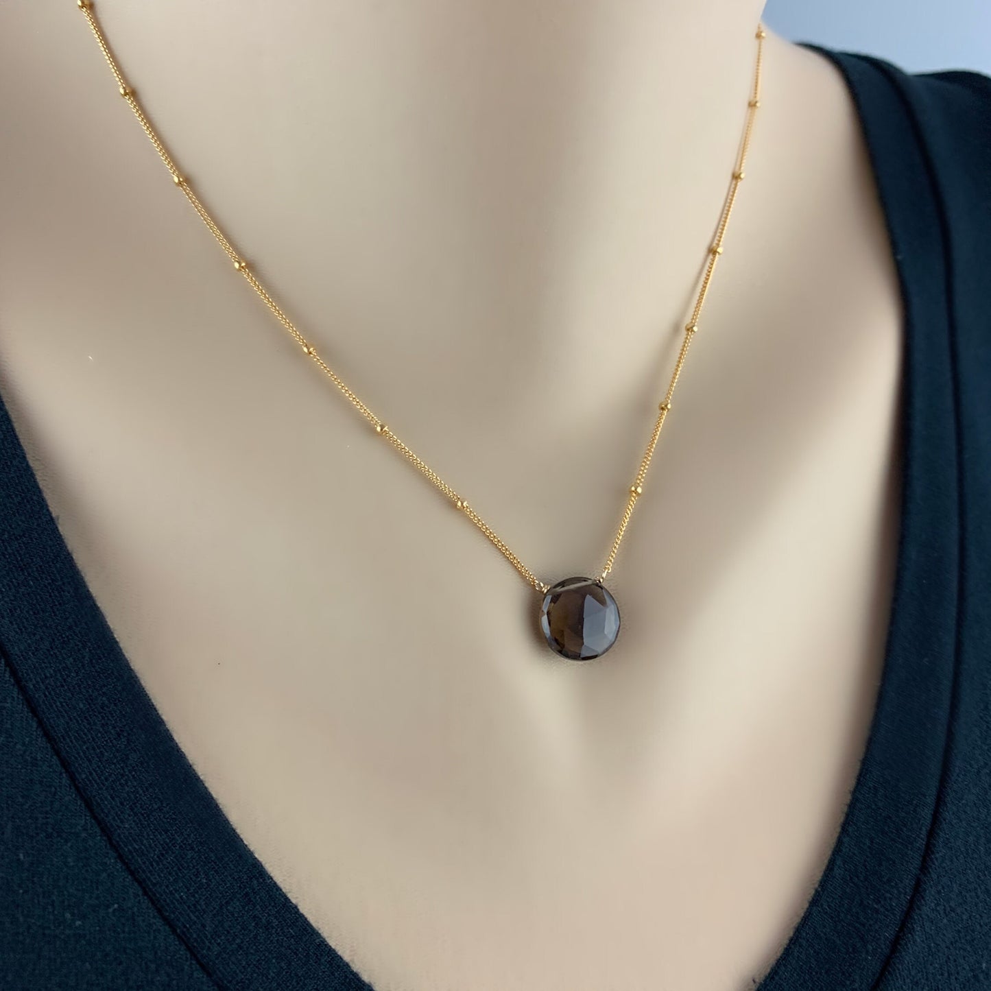 Smoky Quartz Pendant Simple Necklace Minimalist Necklace Necklace for Women Gemstone Necklace Layering Necklace Dainty Necklace Gift for Her