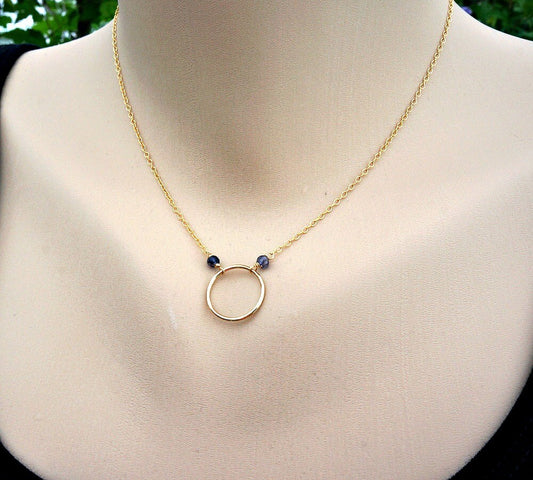 Infinity Necklace Iolite Necklace Circle Necklace Eternity Necklace Layering Necklace Dainty Necklace Women Necklace Mother's Day Necklace