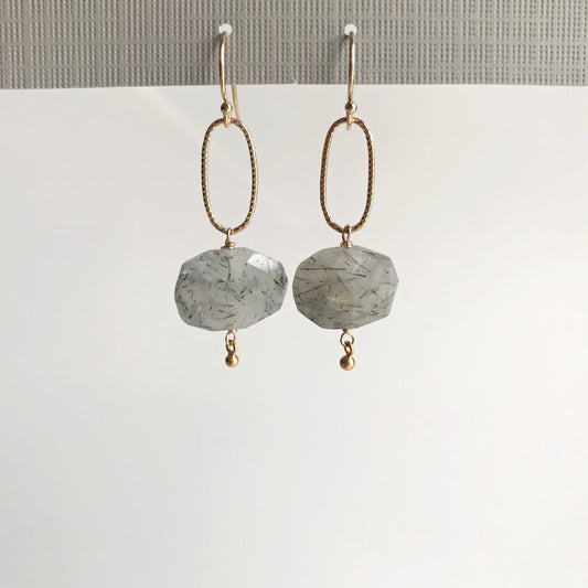 Quartz Earrings Rutilated Quartz  Dainty Earrings Cute Earrings Minimalist Earrings Gemstone Earrings Handmade Earrings Crystal Earrings