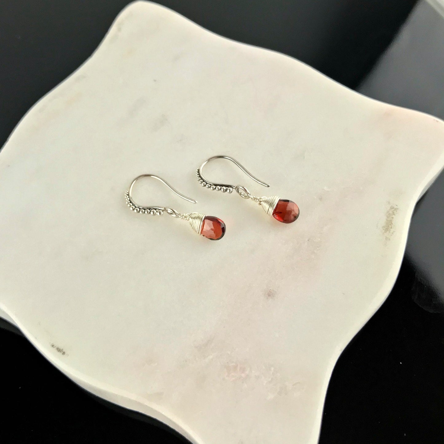 Garnet Earrings Teardrop Earrings Cute Earrings Red Earrings Gemstone Earrings Birthstone Jewelry Birthday Gift Gift for Wife Boho Earrings