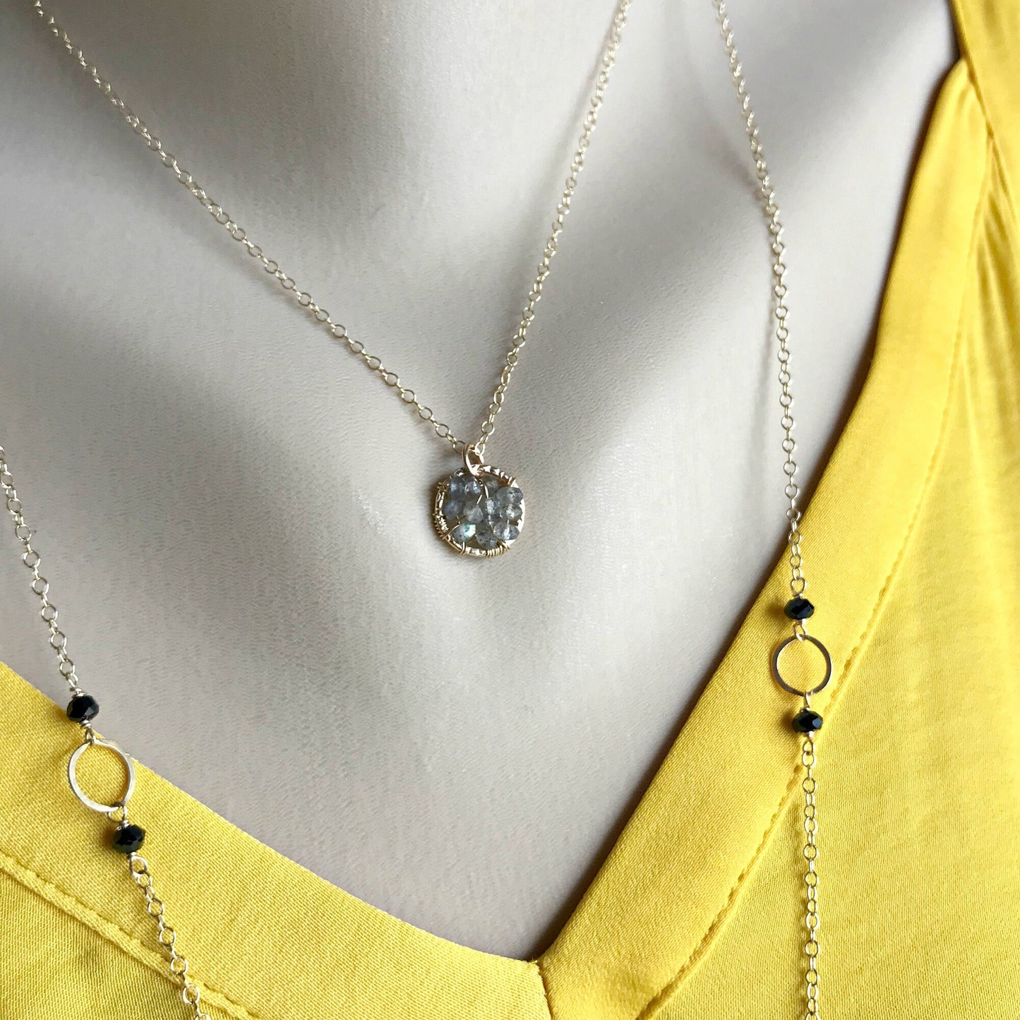 Labradorite Necklace Dainty Necklace Delicate Necklace Everyday Necklace, Choker Necklace Layering Necklace Bridesmaid Gift Gift for Her