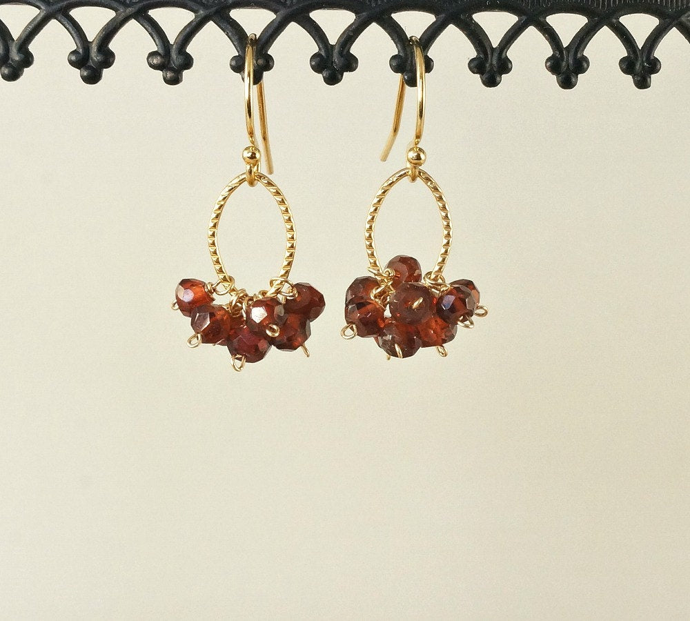 Genuine Garnet Earrings, January Birthstone Jewelry, Delicate Dangle Earrings,Red Minimalist Earrings, Dainty Garnet Jewelry,Simple Earrings