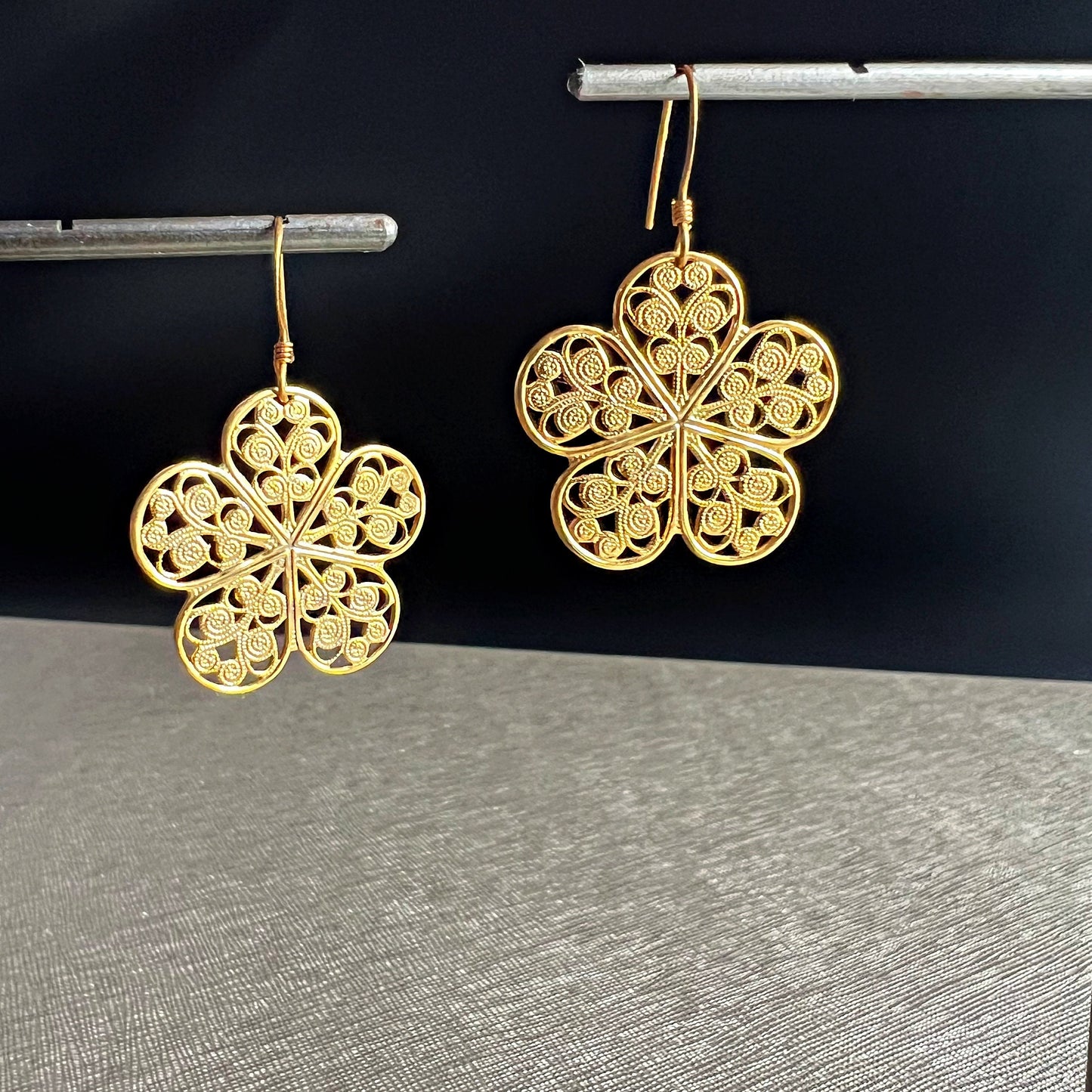 Gold Lace Flower Earrings,Filigree Earrings,Bohemian Earrings,Gold Earrings,Summer Earrings,Arabesque Earrigs,Dainty Lightweight Earrings