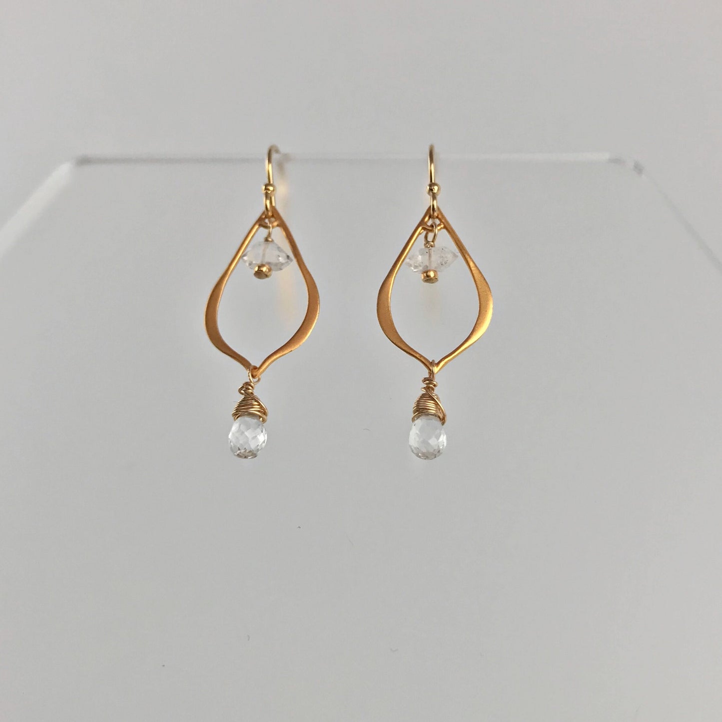 White Topaz Earrings Raw Herkimer Diamond Earrings Clear Teardrop Earrings White Topaz JewelryJewelry for Bride Drop and Dangle Earrings