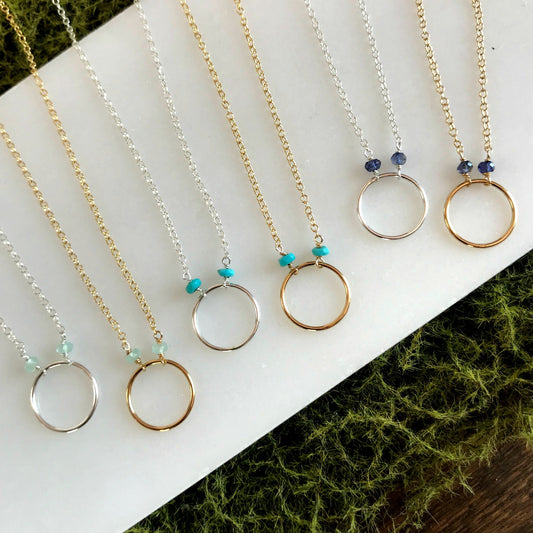 Circle Necklace Delicate Necklace Karma Necklace Minimalist Necklace Eternity Necklace Blue Necklace Boho Necklace Infinity Necklace