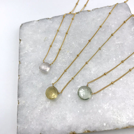 Rose Quartz Necklace Green Amethyst Necklace Citrine Necklace Gemstone Necklace Layering Necklace Gold Necklace Women Necklace Rose Necklace