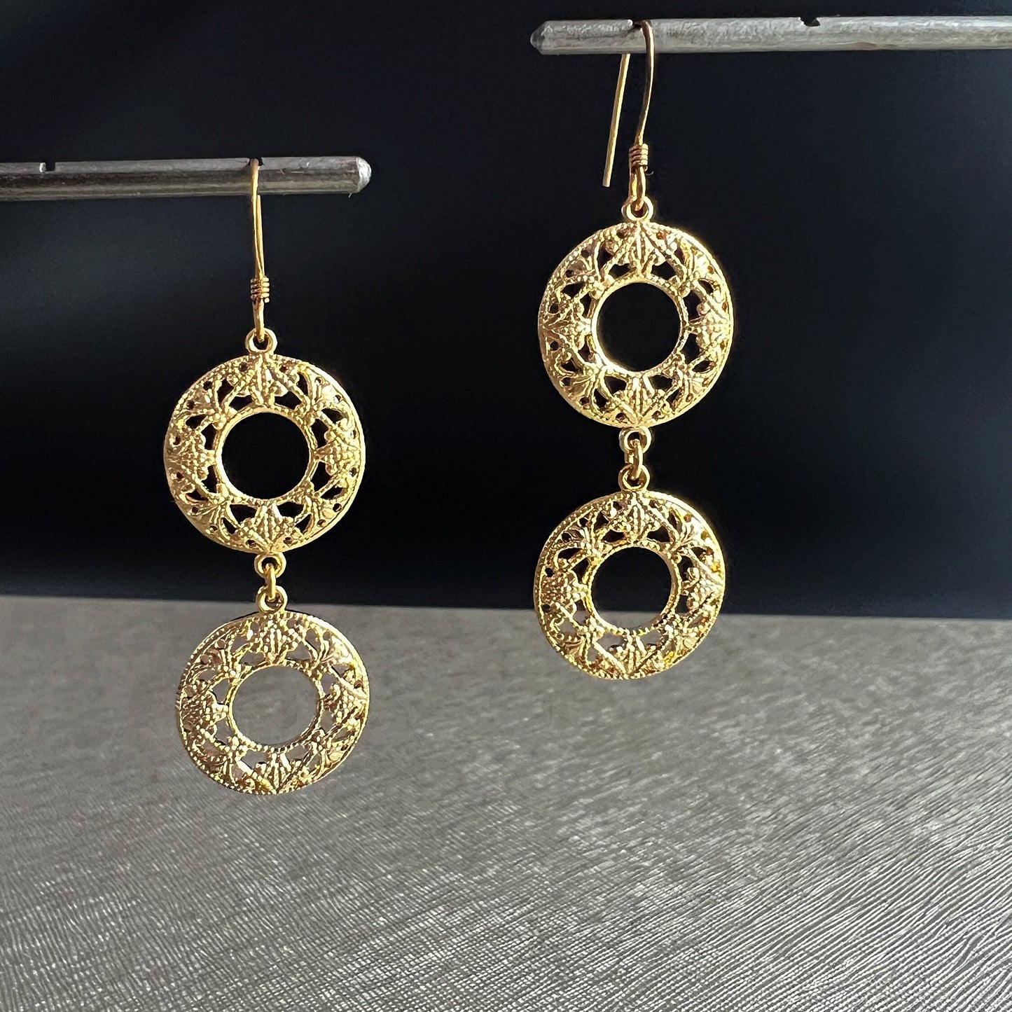 Lace Earrings Filigree Earrings Gold Plated Earrings Boho Earrings Hippie Earrings Dangle Earrings Drop Earrings Summer Earrings