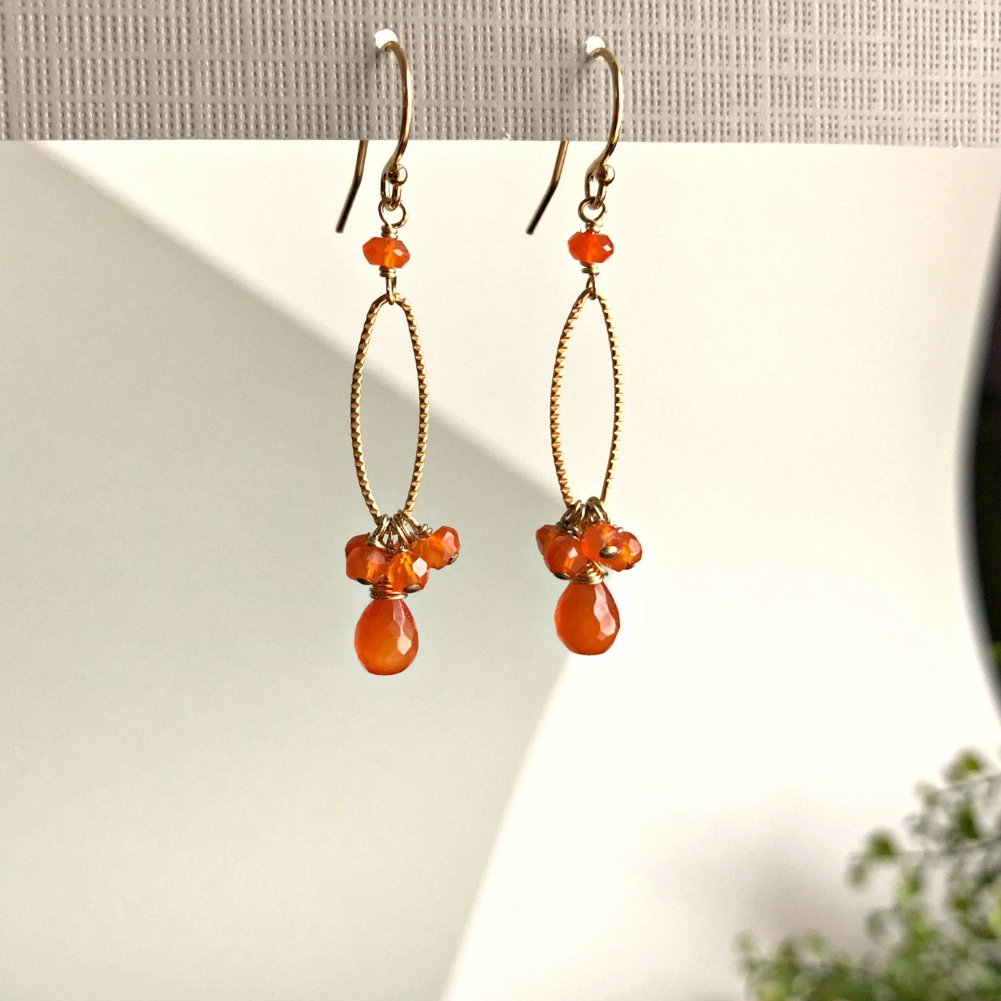 Carnelian Earrings Carnelian Jewelry Cluster Earrings Dainty Earrings Orange Jewelry Silver Earrings Gold Earrings Gemstone Earrings