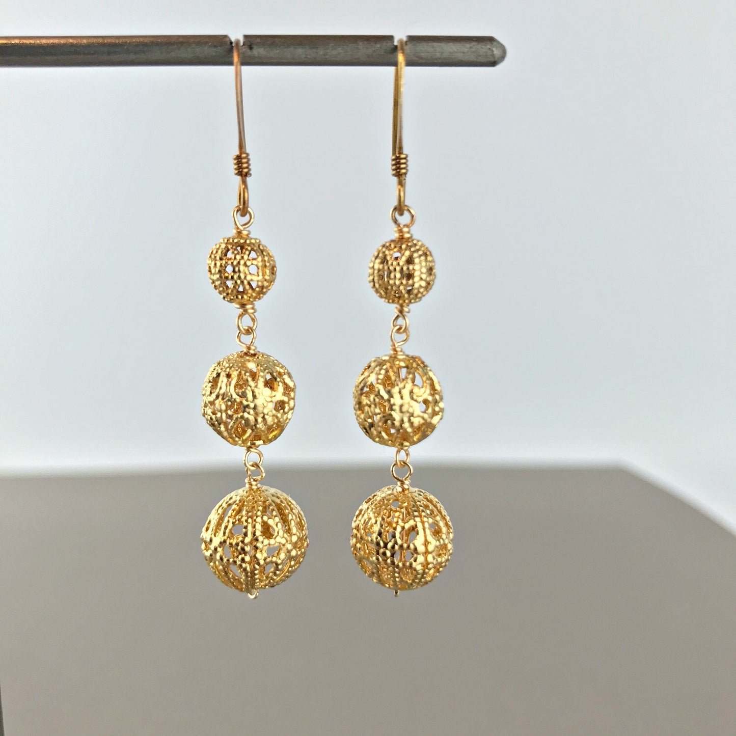 Filigree Earrings Gold Plated Earrings Lace Earrings Boho Earrings Hippie Earrings Vintage Earrings Dangle Earrings Drop Earrings