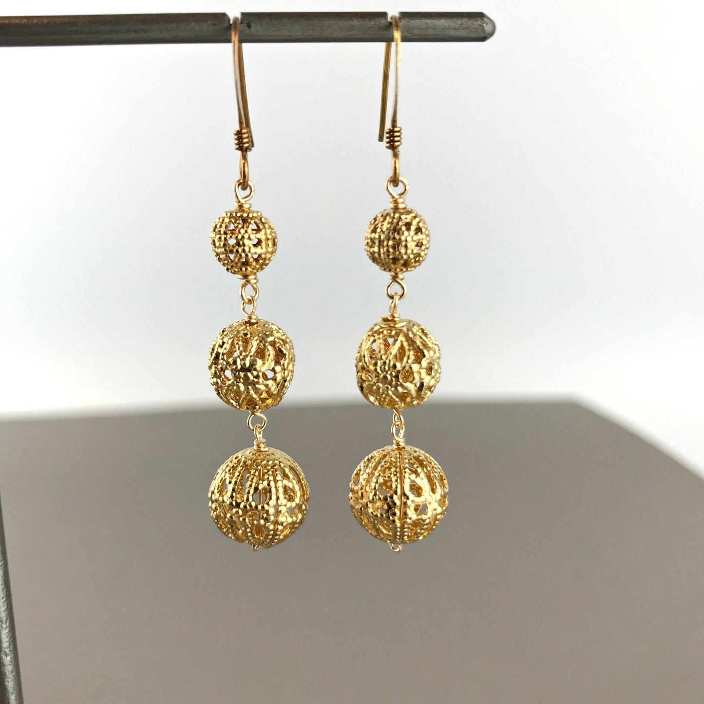 Filigree Earrings Gold Plated Earrings Lace Earrings Boho Earrings Hippie Earrings Vintage Earrings Dangle Earrings Drop Earrings