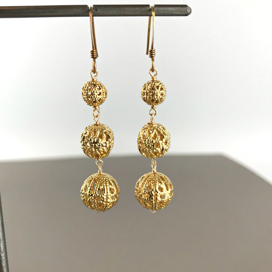 Filigree Earrings Gold Plated Earrings Lace Earrings Boho Earrings Hippie Earrings Vintage Earrings Dangle Earrings Drop Earrings