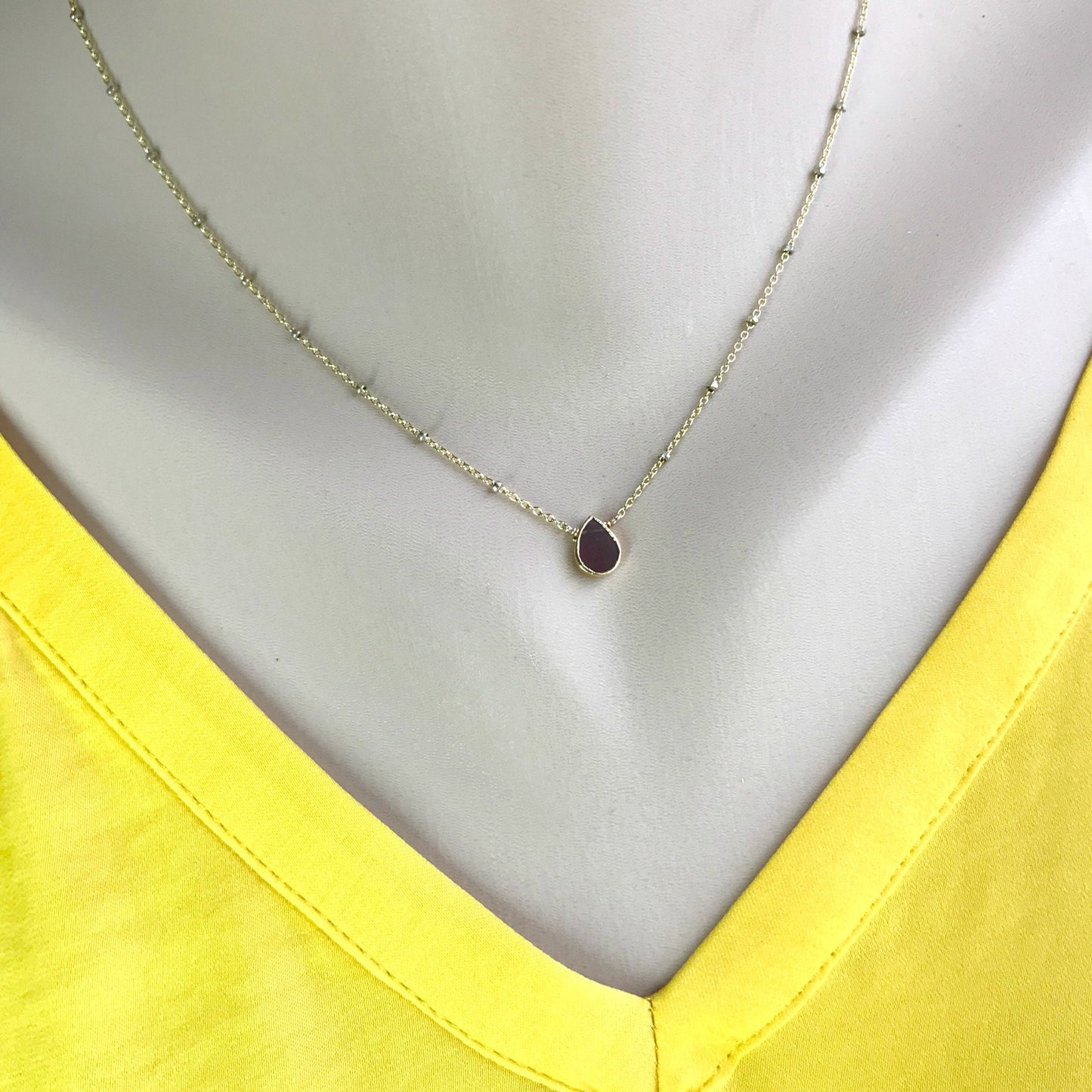 Garnet Necklace Moonstone Pendant Dainty Necklace Birthstone Necklace Gold Necklace Choker Necklace Women Necklace Simple Necklace