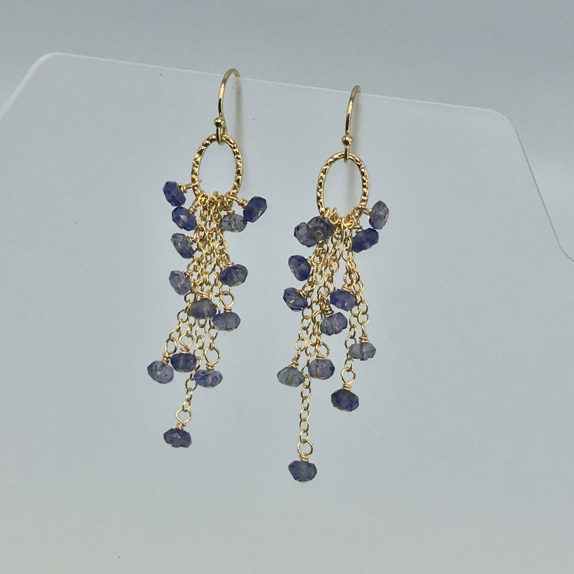 Iolite Earrings Gemstone Earrings Cluster Earrings Blue Earrings Tassel Earrings Dainty Earrings Simple Earrings Earrings for Women