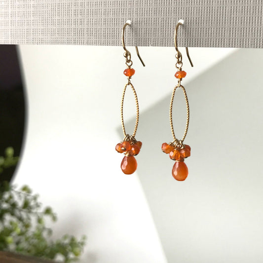 Carnelian Earrings Carnelian Jewelry Cluster Earrings Dainty Earrings Orange Jewelry Silver Earrings Gold Earrings Gemstone Earrings