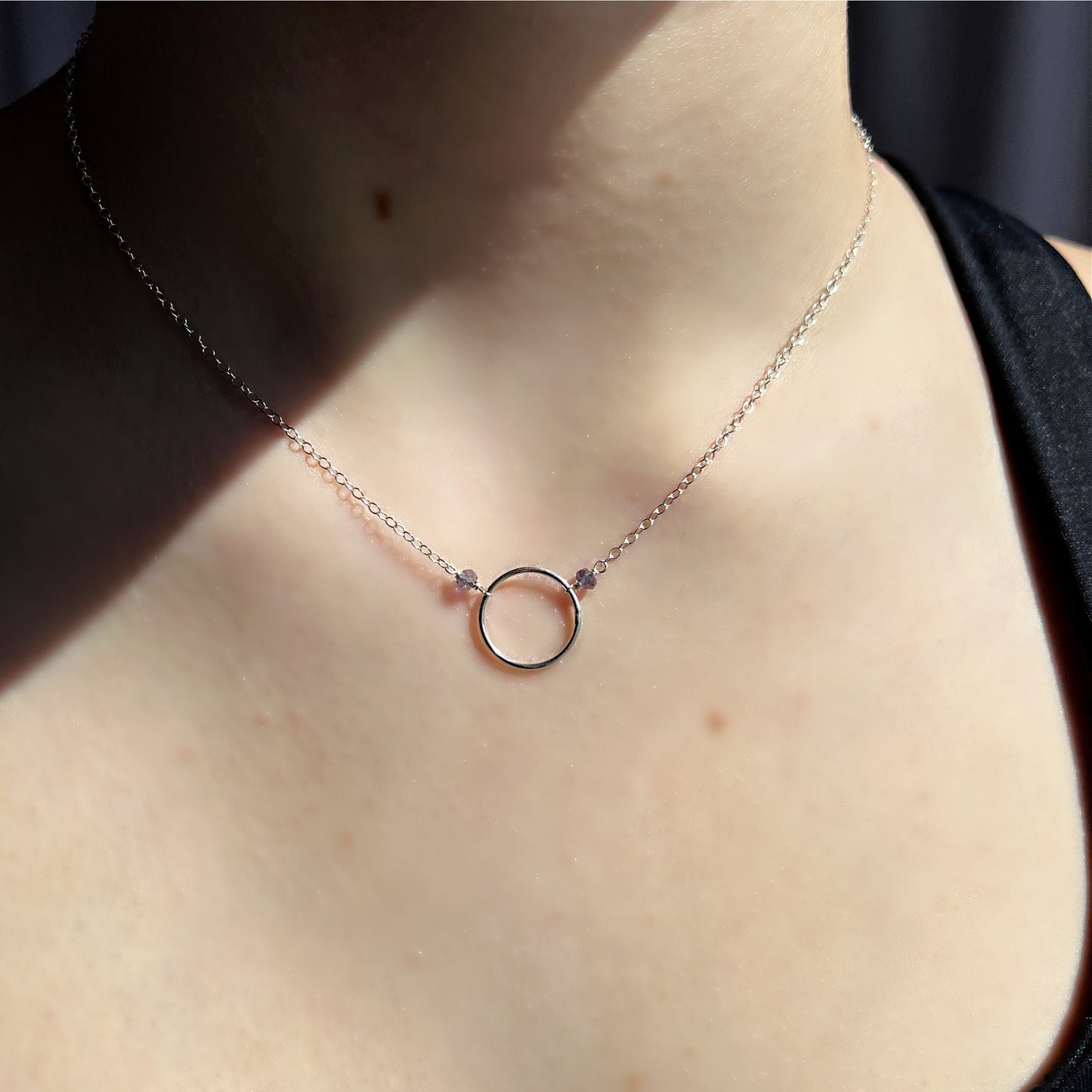 Infinity Necklace Iolite Necklace Circle Necklace Eternity Necklace Layering Necklace Dainty Necklace Women Necklace Mother's Day Necklace