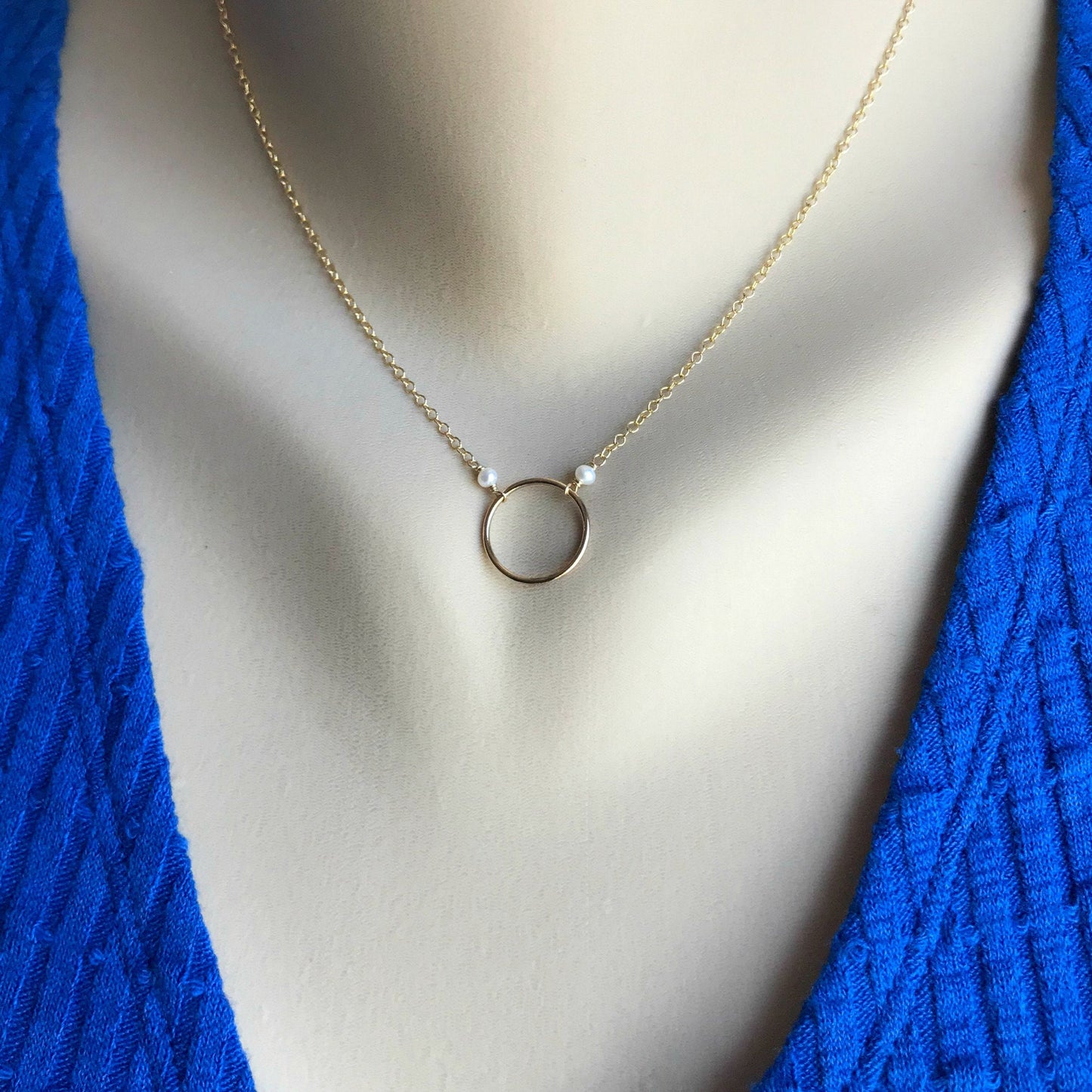 Karma Necklace Gift,Gold Circle Necklace,Emerald Necklace,Pearl Necklace,Birthstone Necklace,Layering Necklace,Dainty Minimalist Necklace