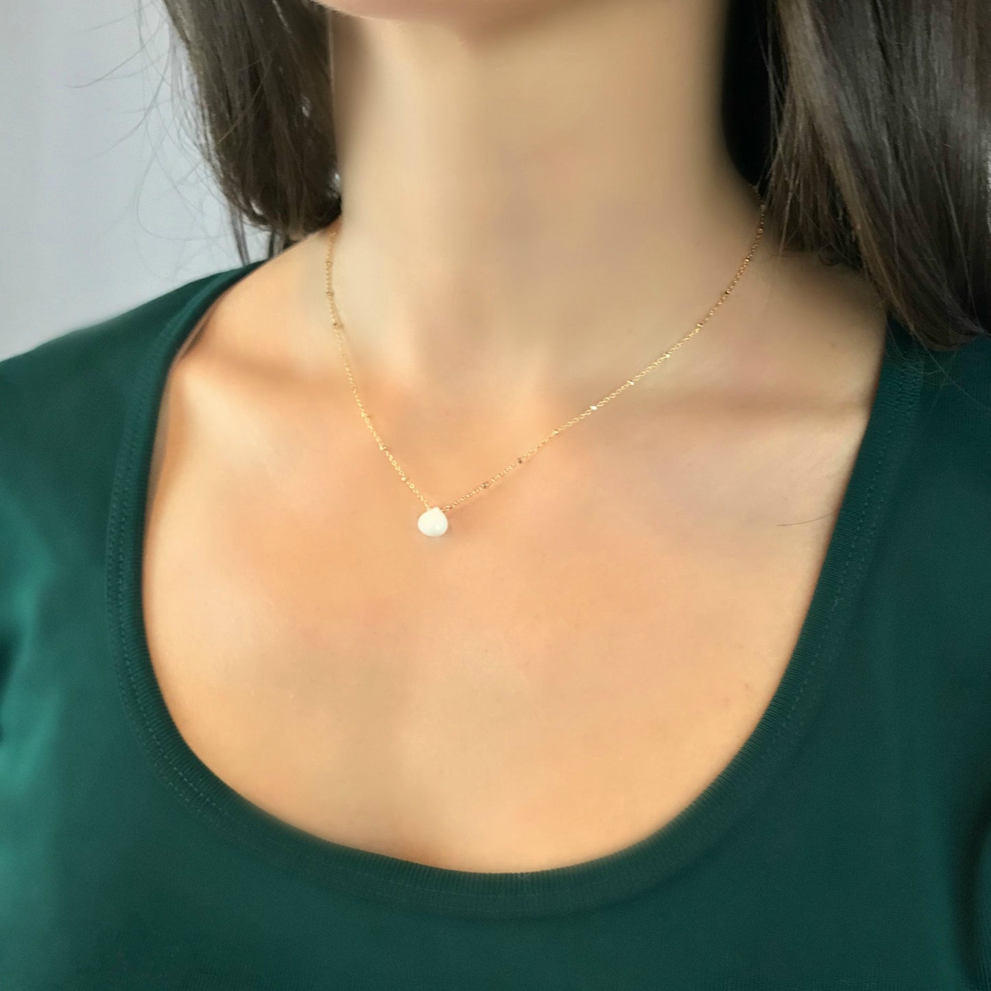 White Agate Necklace Dainty Necklace Layering Necklace Delicate Necklace Gold Necklace Pendant Necklace Choker Necklace Gift for Girlfriend