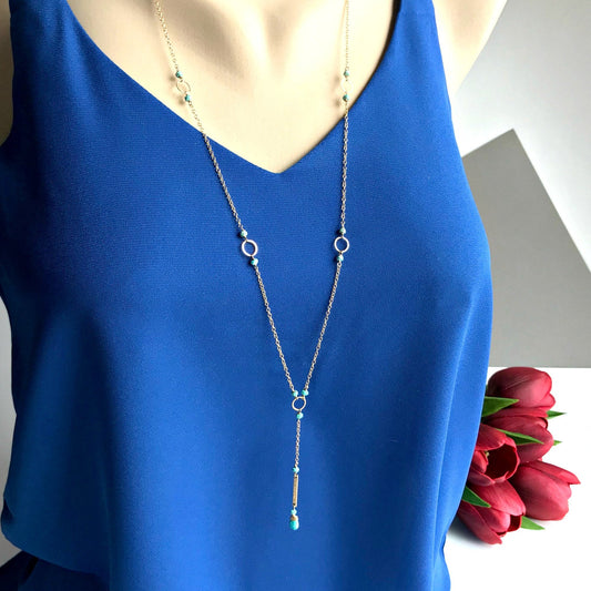 Genuine Turquoise Necklace - Lariat , Y Necklace