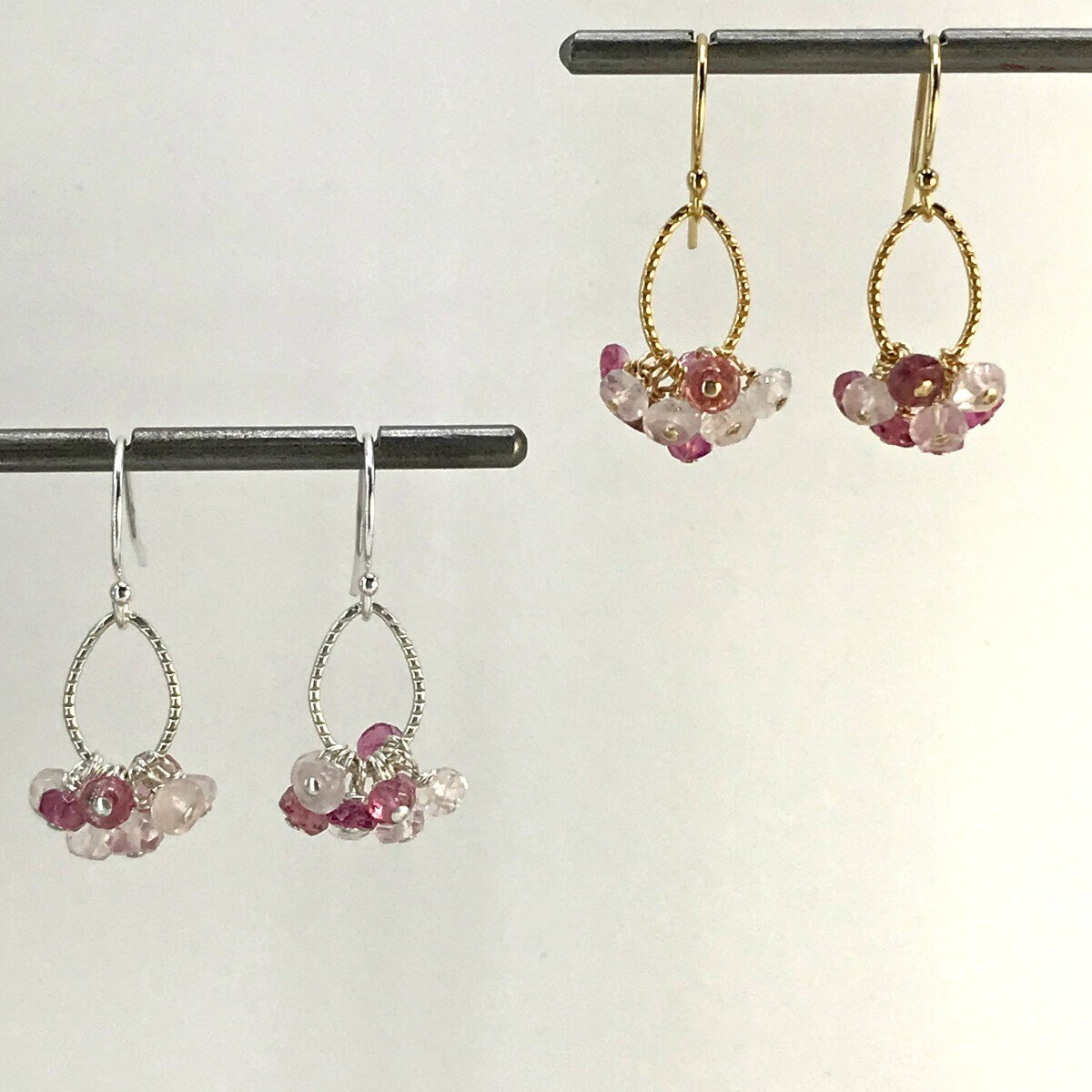 Genuine Rose Quartz and Pink Tourmaline Earrings, Cute Handmade Gemstone Earrings, October Birthstone Dangle Earrings, Dainty Pink Earrings