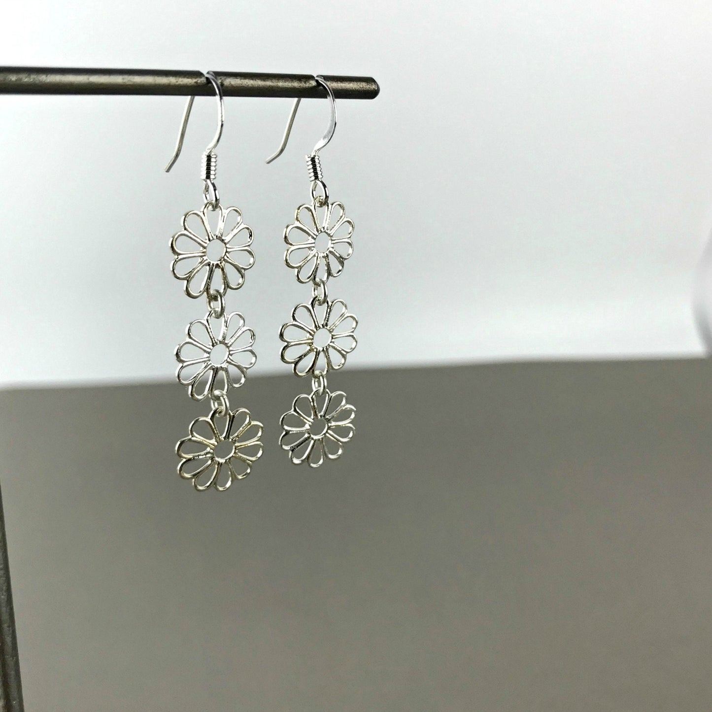 Flower Earrings Linear Earrings Drop Earrings Dangle Earrings Bohemian Earrings Filigree Earrings Dainty Earrings Lace Earrings Gift for her