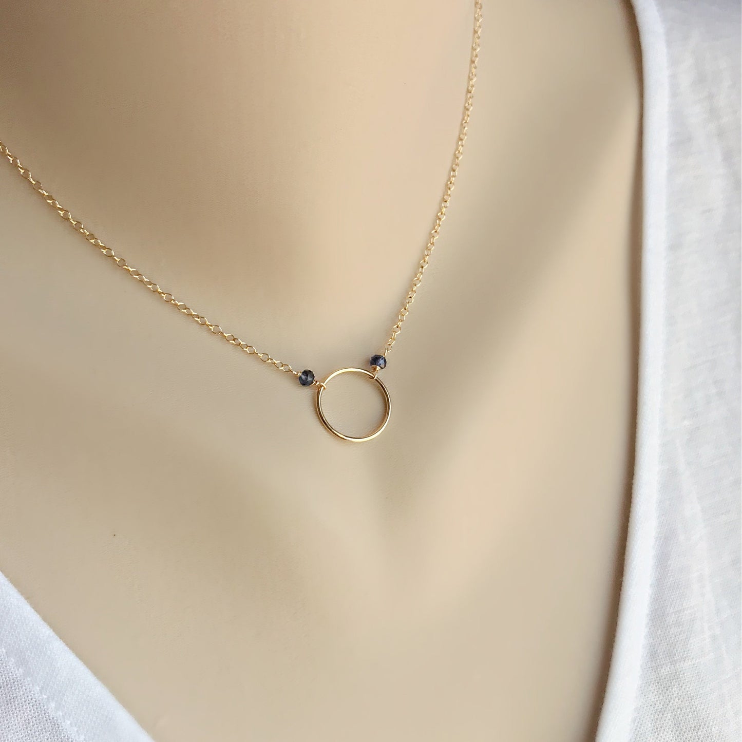 Infinity Necklace Iolite Necklace Circle Necklace Eternity Necklace Layering Necklace Dainty Necklace Women Necklace Mother's Day Necklace