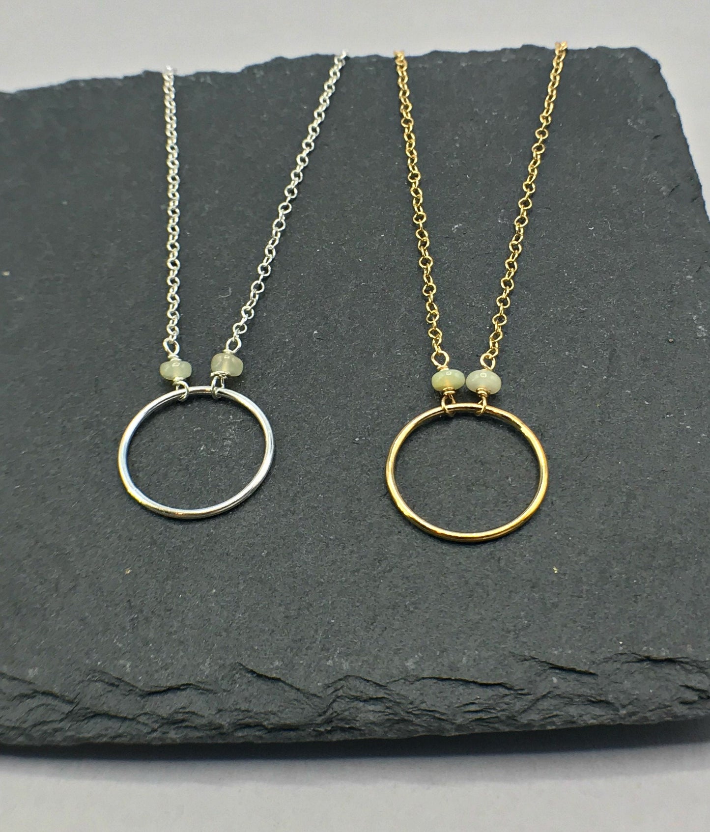 Opal Necklace October Birthstone  Circle Pendant Karma Necklace Dainty Necklace Eternity Necklace Layering Necklace Everyday Necklace