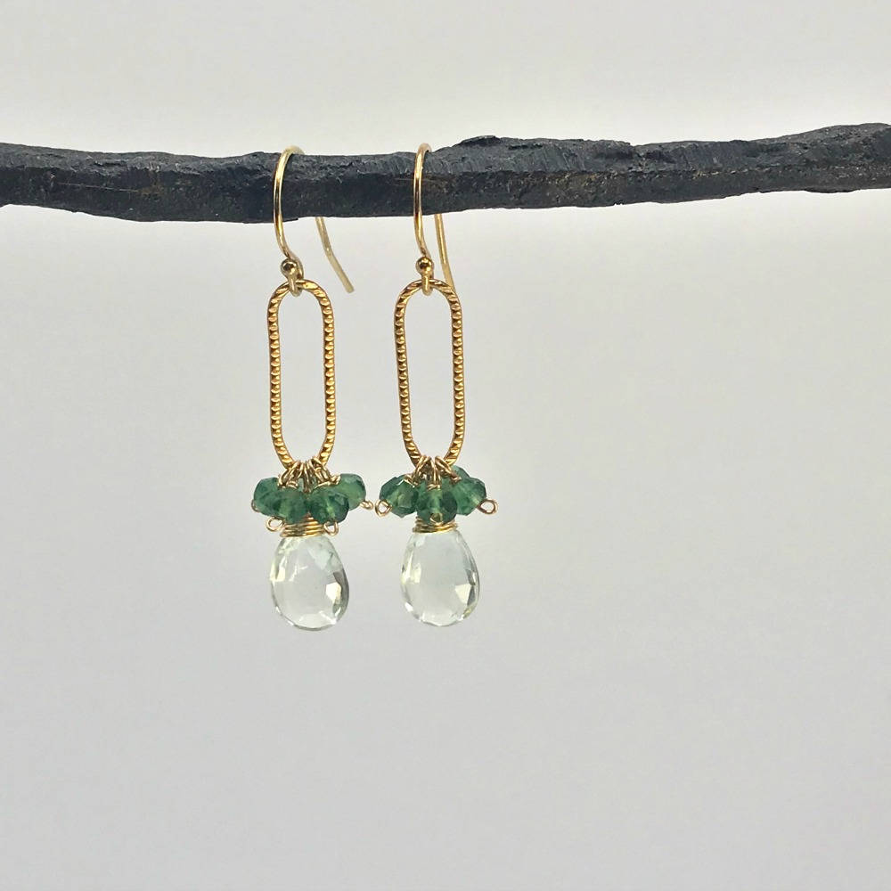 Green Amethyst Earrings Apatite Earrings February Birthstone Cluster Earrings Green Earrings Dressy Earrings Dangle Earrings Drop Earrings