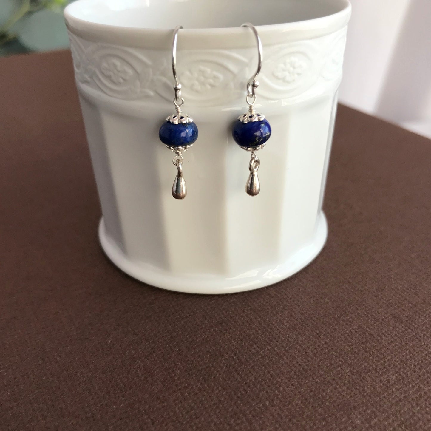 Lapis Drop Earrings,Blue Teardrop Earrings,Silver Lapis Earrings,Cute Gemstone Earrings, Gold Lapis Earrings,Art Deco Lapis Lazuli Earrings