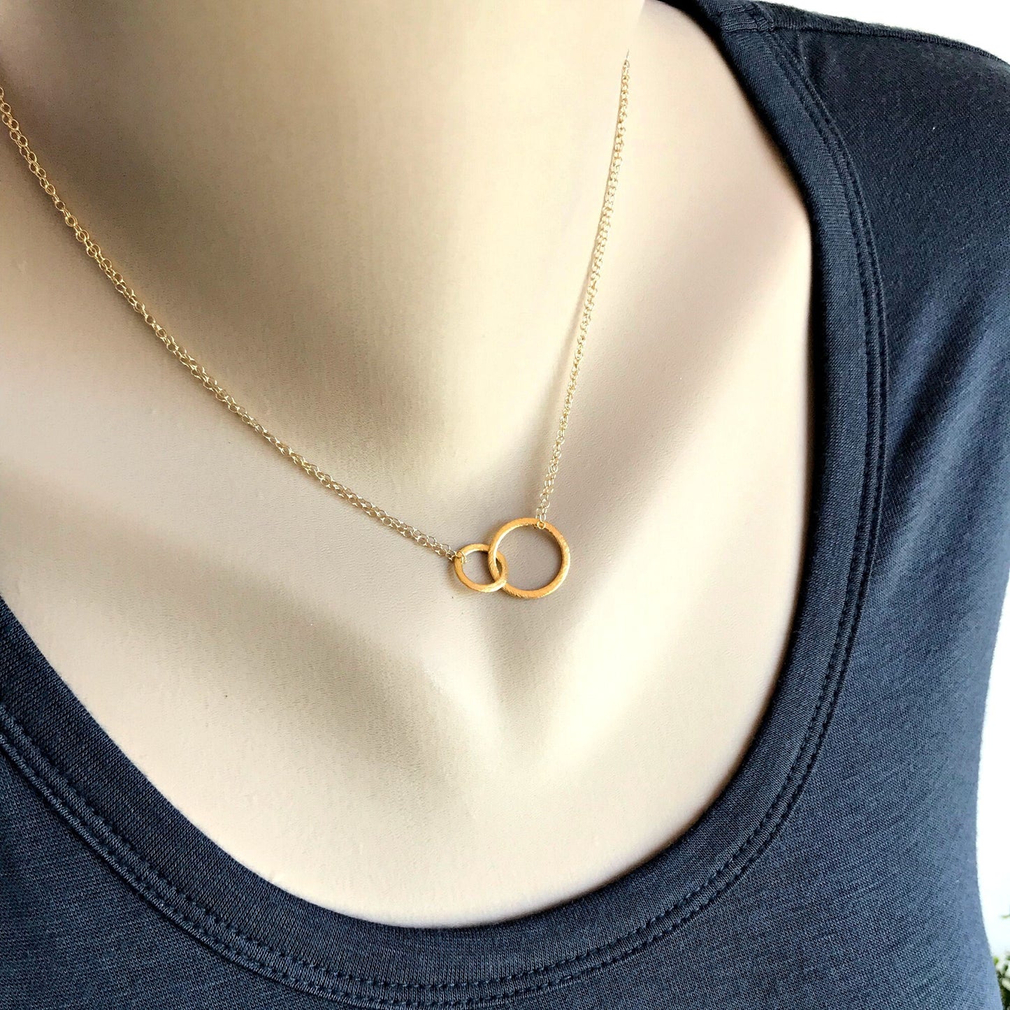 Circle Necklace Karma Necklace Dainty Necklace Everyday Necklace Circle Jewelry Eternity Necklace Linked Circles Interlocking Circles